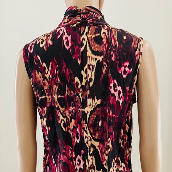 St. John Silk Blend Blouse Multicolor Sleeveless Mock Neck Size 6 - Picture 4 of 6